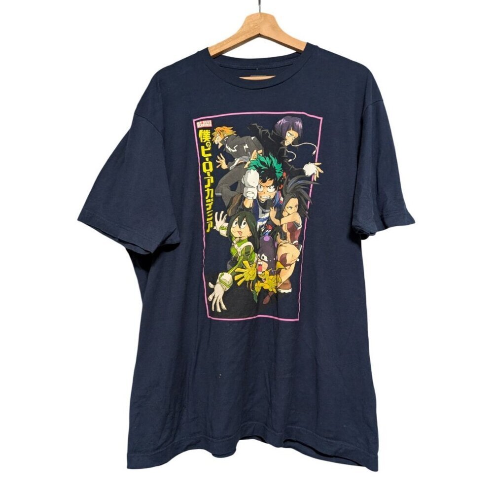 My Hero Academia Size XL Funimation Graphic T-Shirt Anime Cast Cotton Navy Blue